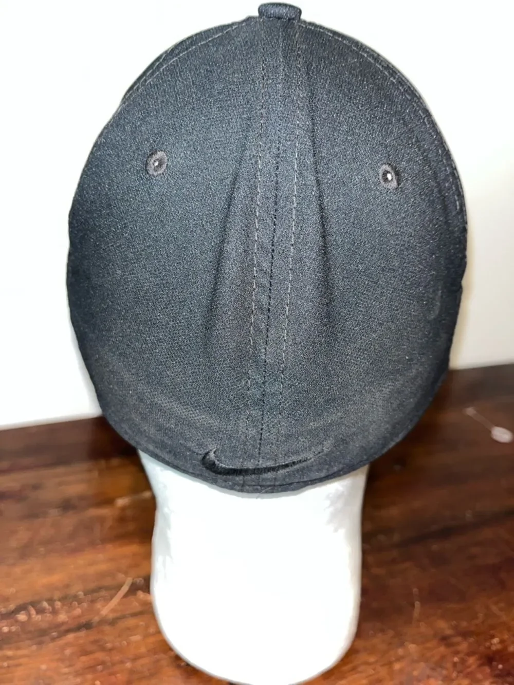 Nike Golf Black Stretch baseball golf cap hat S/M Rise Model big swoosh